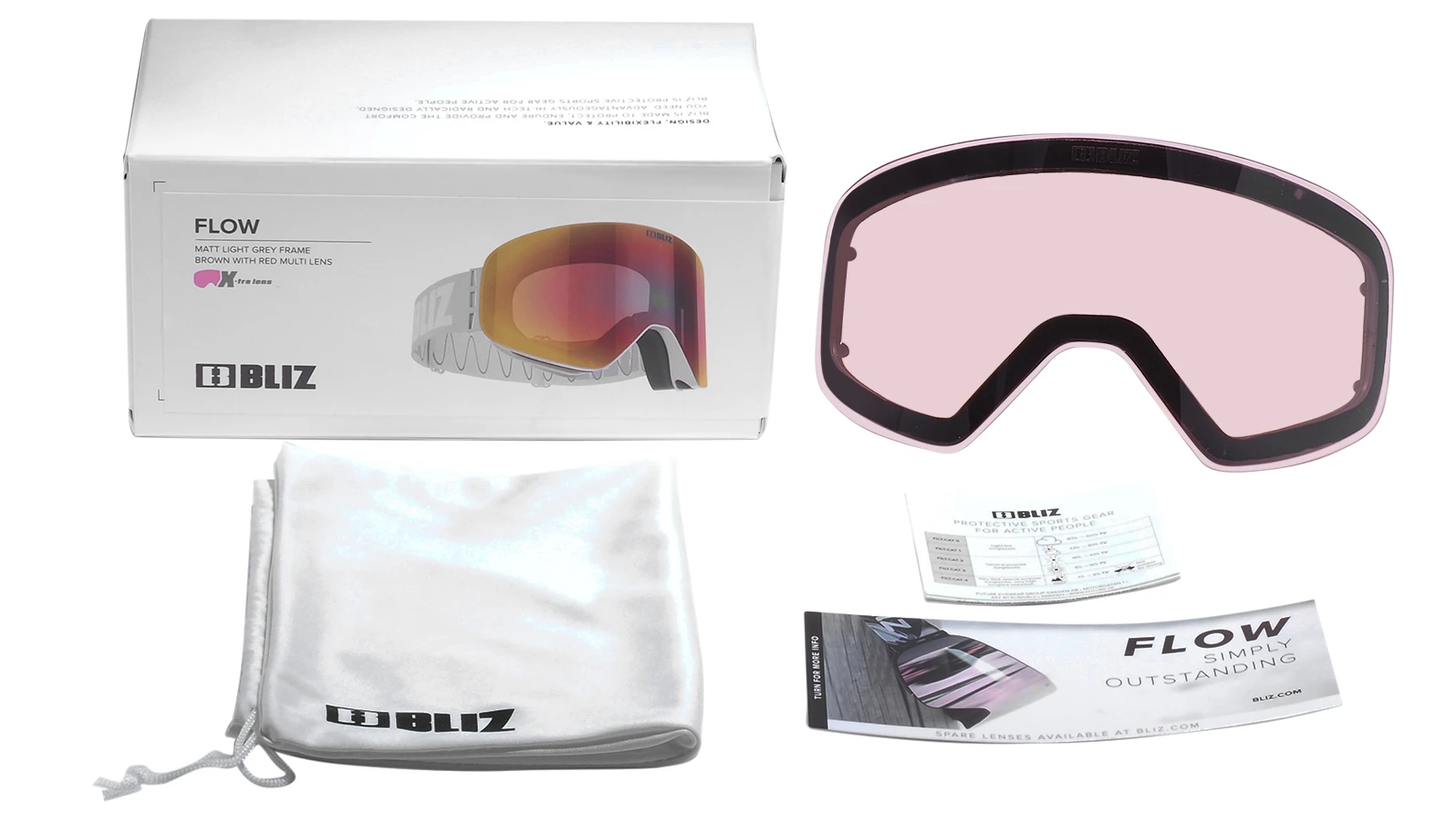 Унисекс спортивные очки Bliz Goggles Flow M14 Light Grey (2 линзы в комплекте) оригинальный размер фото 5