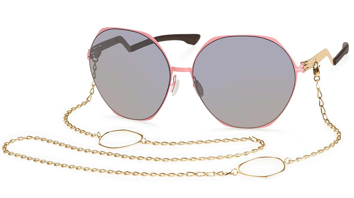 Солнцезащитные очки Ic! Berlin IB-Ku'Damm :Flamingo Rose: Rosé-Gold :Nougat:Quicksilver :Step-incl.Necklace фото 1