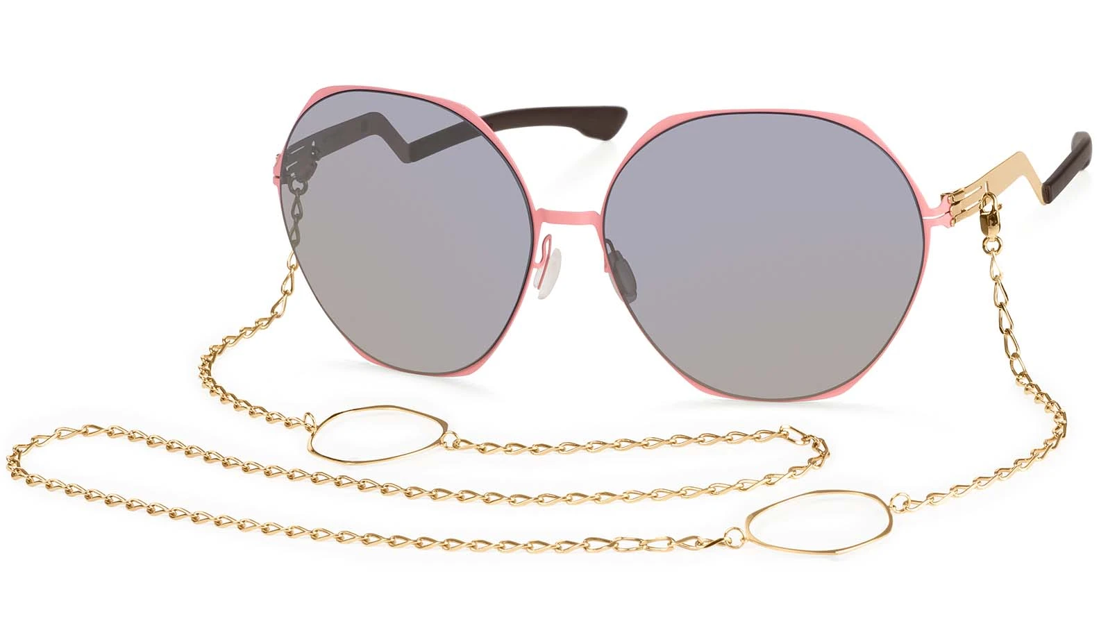 Солнцезащитные очки Ic! Berlin IB-Ku'Damm :Flamingo Rose: Rosé-Gold :Nougat:Quicksilver :Step-incl.Necklace оригинальный размер фото 1
