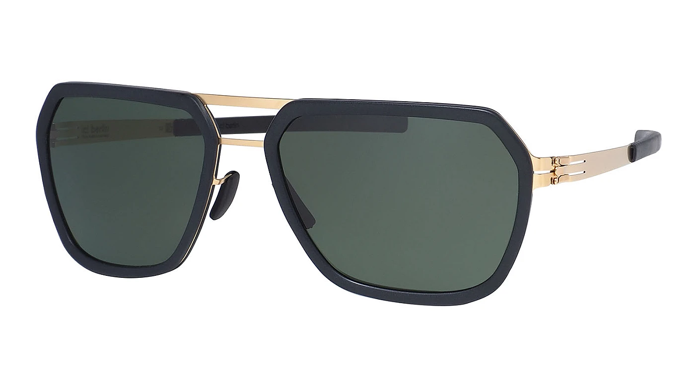 Солнцезащитные очки Ic! Berlin Jorg R. Matt Gold Black Matt Black Green фото 1
